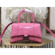 WOMEN'S HOURGLASS XS TOP HANDLE BAG Crocodile Pink High