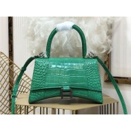 WOMEN'S HOURGLASS SMALL TOP HANDLE BAG Crocodile Green High