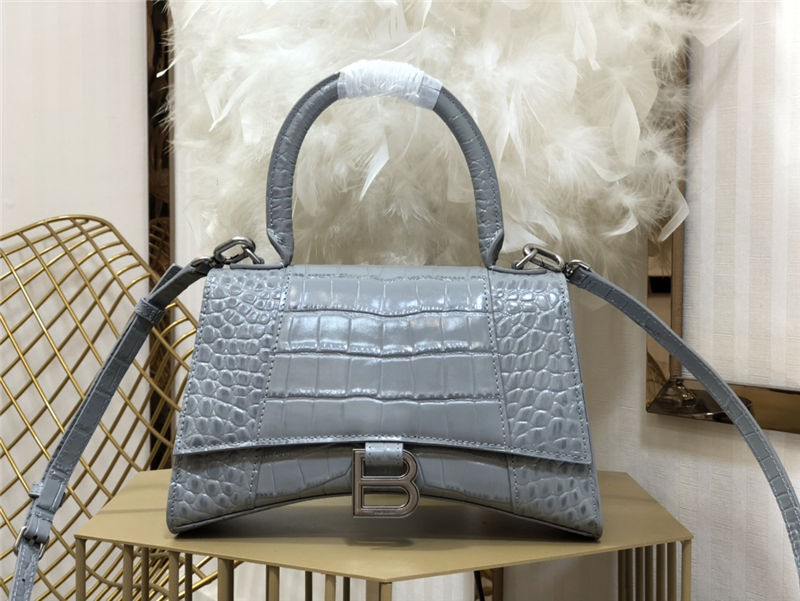 WOMEN'S HOURGLASS SMALL TOP HANDLE BAG Crocodile Grey High