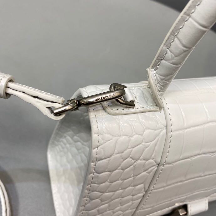 WOMEN'S HOURGLASS SMALL TOP HANDLE BAG Crocodile White High