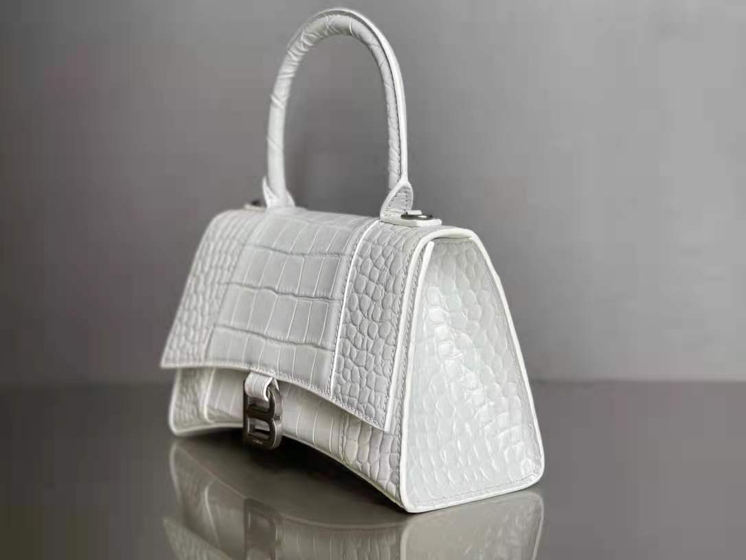 WOMEN'S HOURGLASS XS TOP HANDLE BAG Crocodile White High