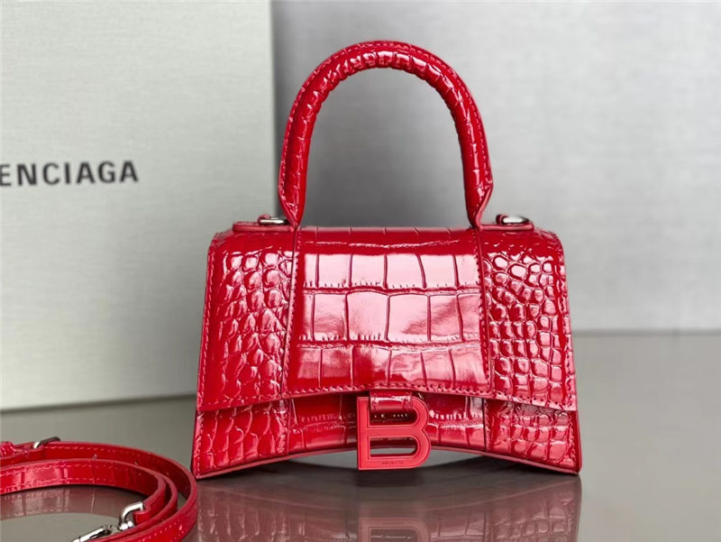 WOMEN'S HOURGLASS XS TOP HANDLE BAG Crocodile Red High