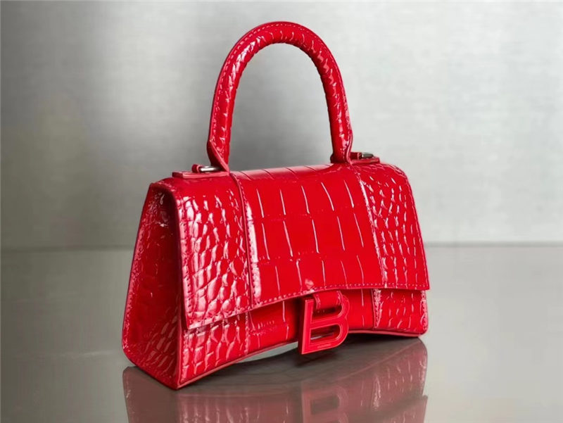 WOMEN'S HOURGLASS XS TOP HANDLE BAG Crocodile Red High