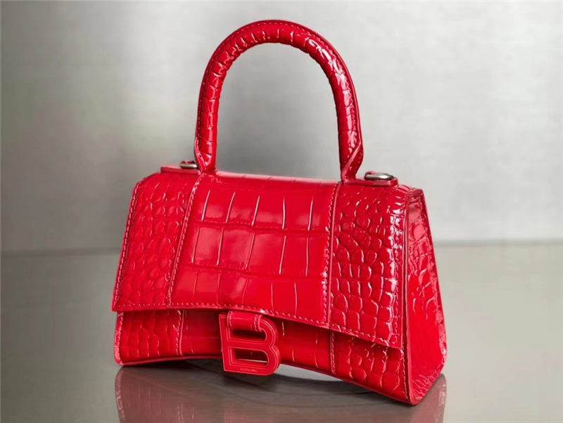 WOMEN'S HOURGLASS XS TOP HANDLE BAG Crocodile Red High