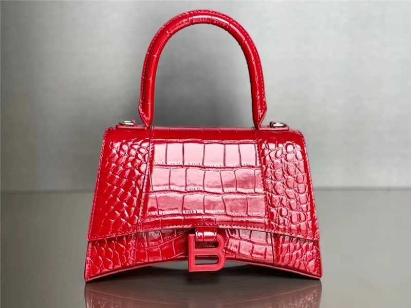 WOMEN'S HOURGLASS SMALL TOP HANDLE BAG Crocodile Red High