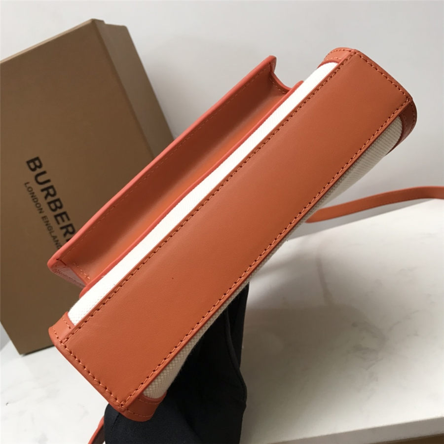 Mini Two-tone Canvas and Leather Pocket Bag Orange High