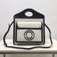 Small Logo Graphic Canvas and Leather Pocket Bag Black High