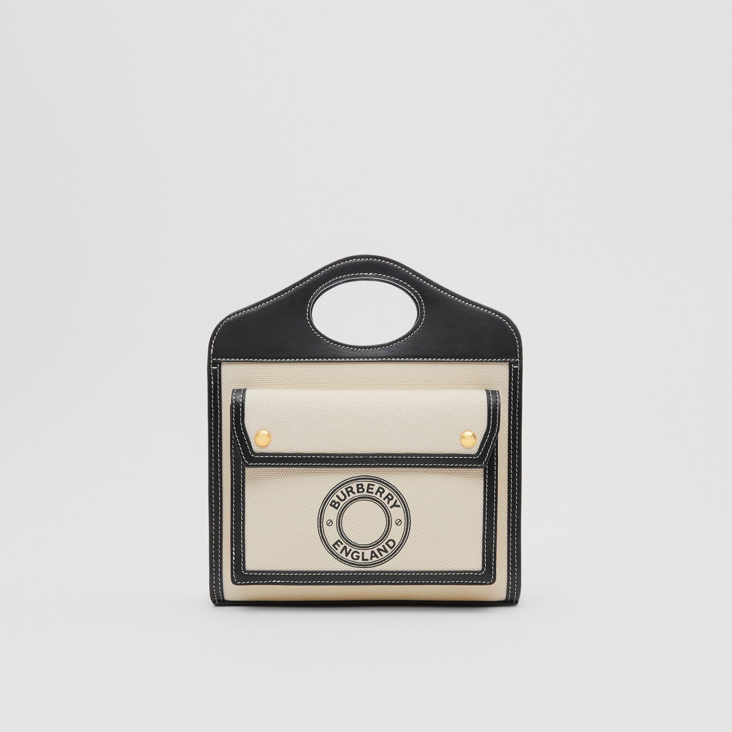 Mini Logo Graphic Canvas and Leather Pocket Bag Black High