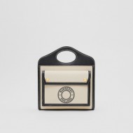 Mini Logo Graphic Canvas and Leather Pocket Bag Black High