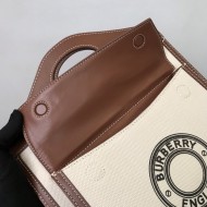 Medium Logo Graphic Canvas and Leather Pocket Bag Tan High