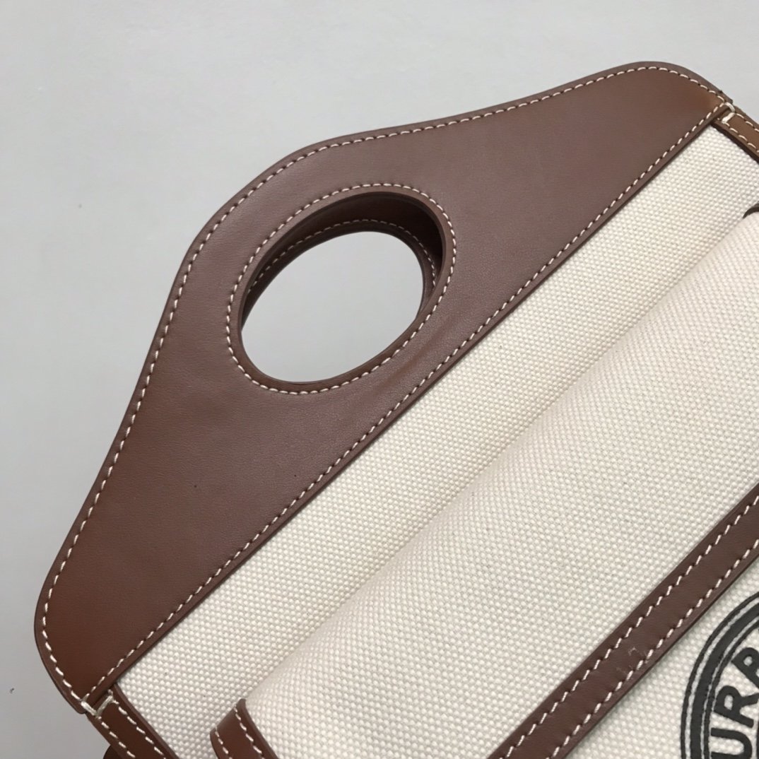 Medium Logo Graphic Canvas and Leather Pocket Bag Tan High