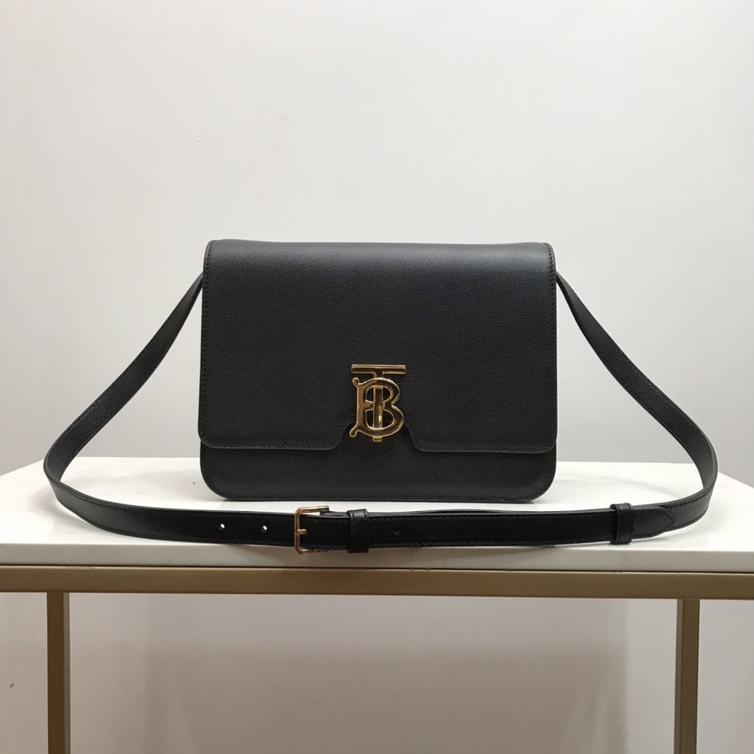 Medium Grainy Leather TB Bag Black High