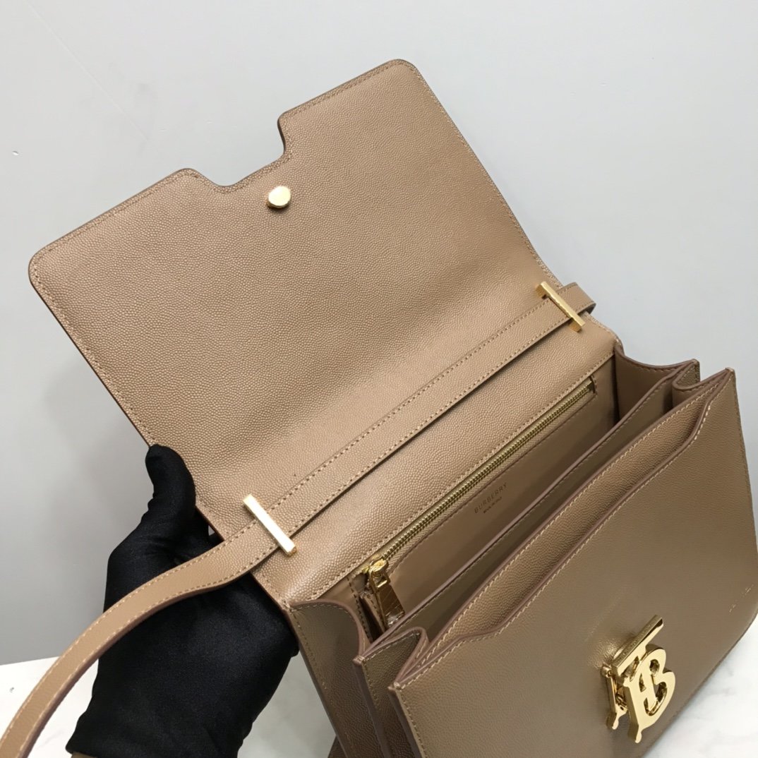 Medium Grainy Leather TB Bag Beige High