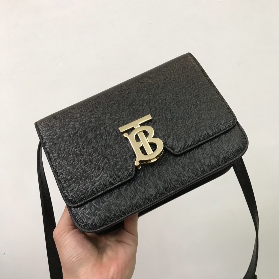 Small Grainy Leather TB Bag Black High