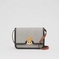 Small Tri-tone Canvas and Leather TB Bag Black High