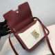 Small Tri-tone Canvas and Leather TB Bag Burgundy High