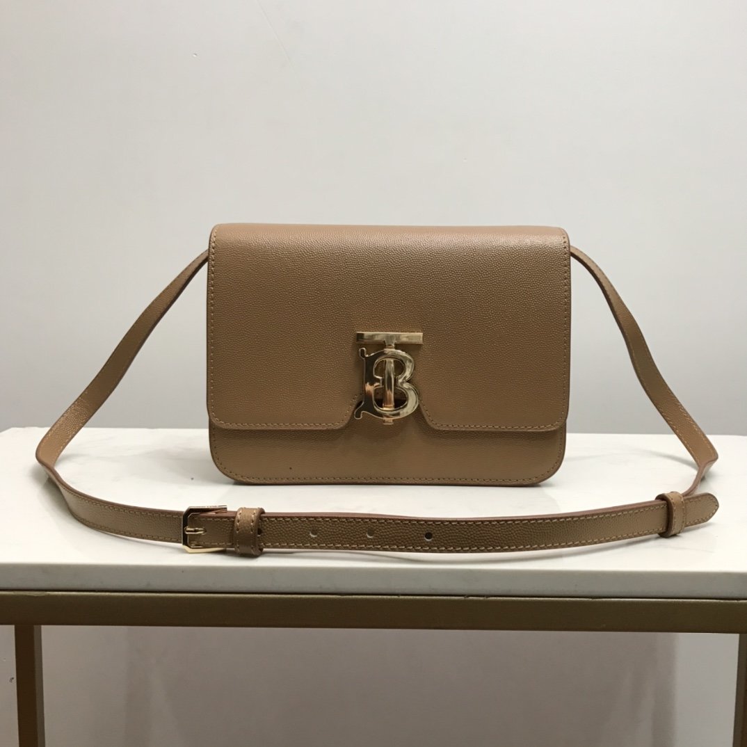 Small Grainy Leather TB Bag Brown High