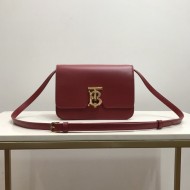 Small Leather TB Bag Small Burgundy High