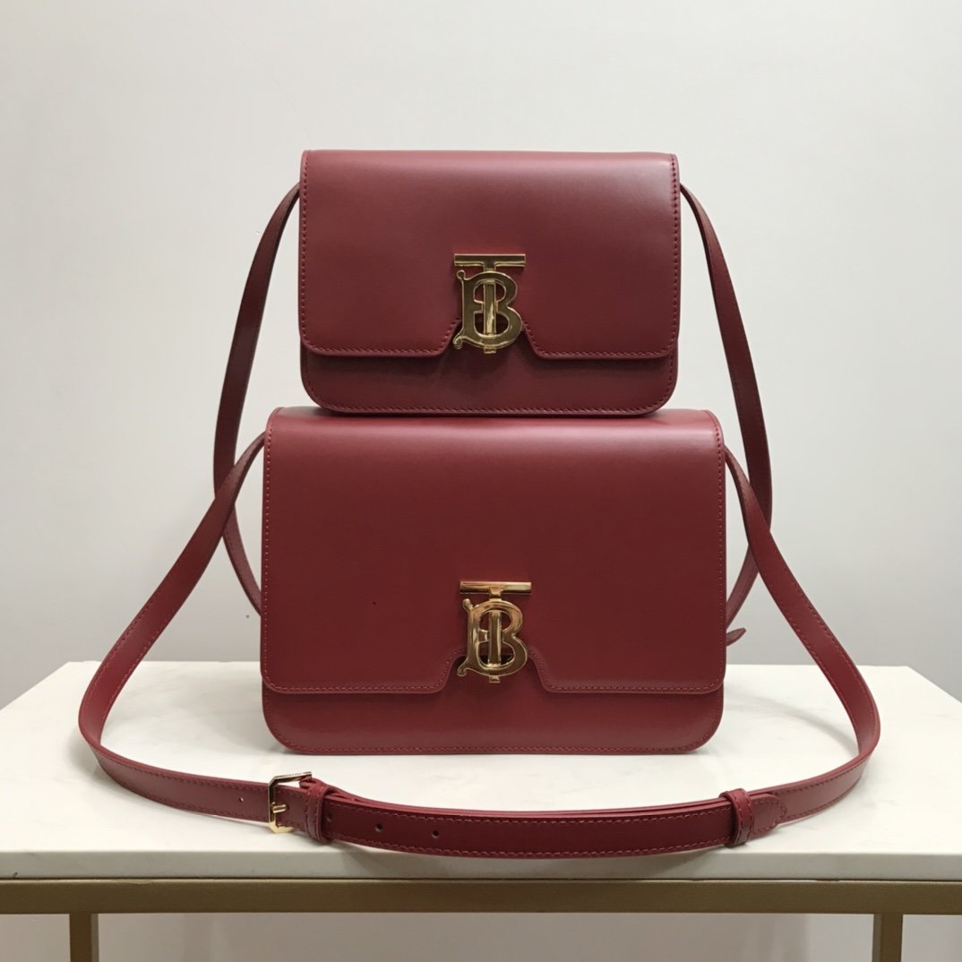 Small Leather TB Bag Small Burgundy High