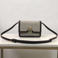 Mini Two-tone Canvas and Leather TB Bag Black High