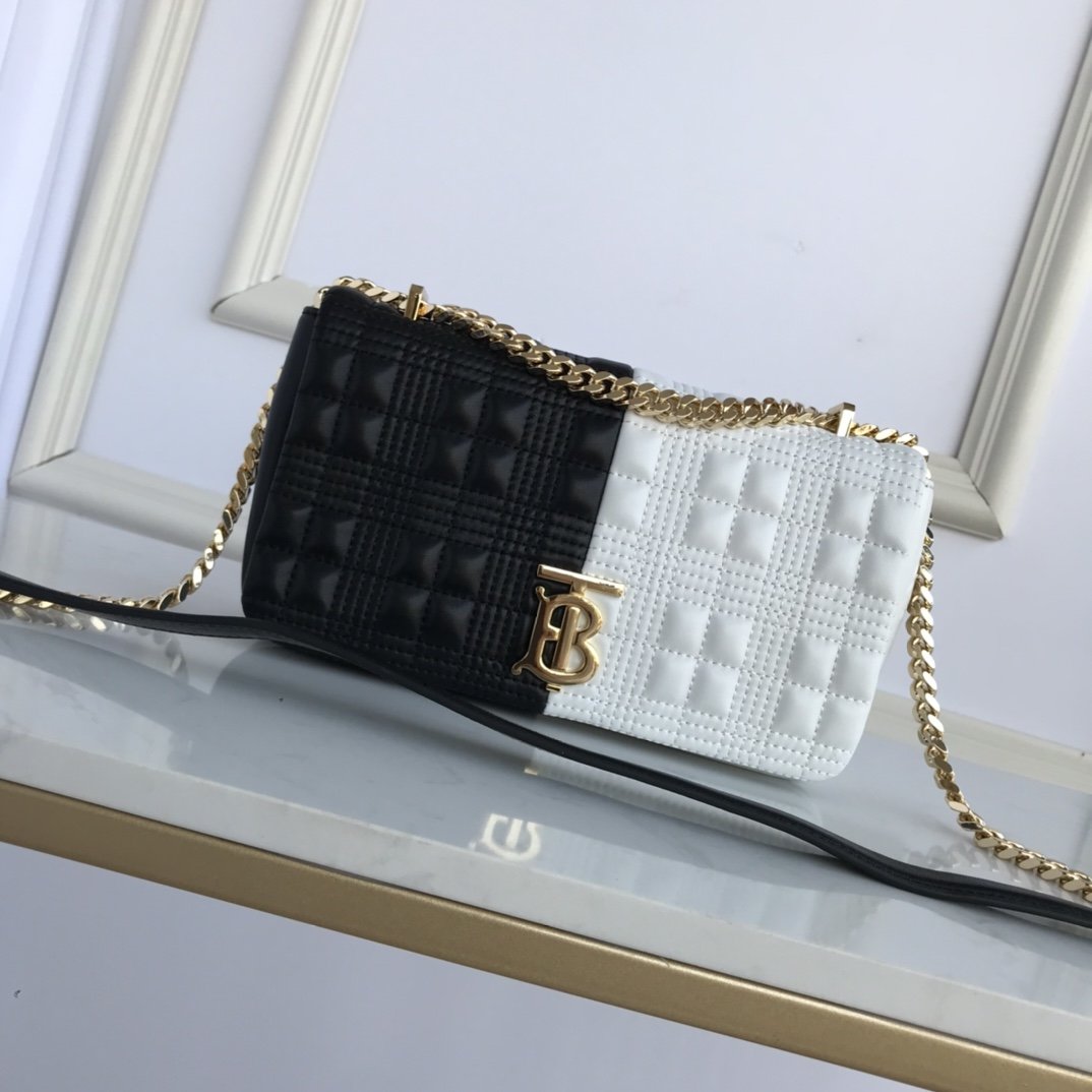 Small Quilted Two-tone Lambskin Lola Bag White Black High