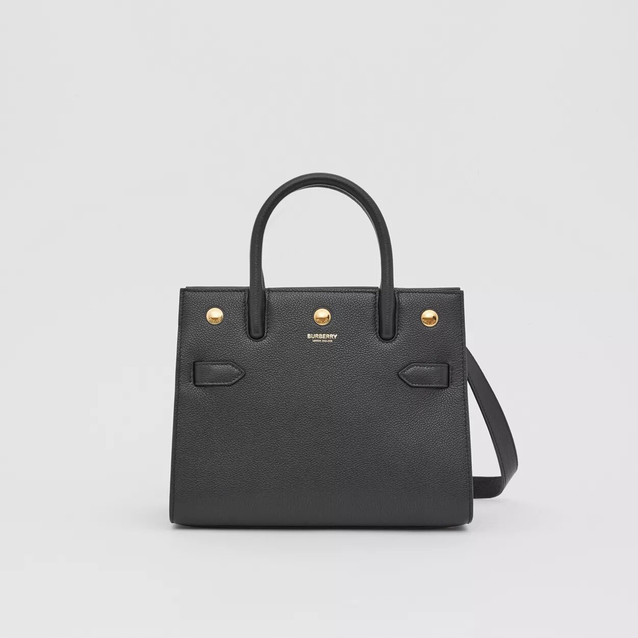 Mini Leather Two-handle Title Bag Black High