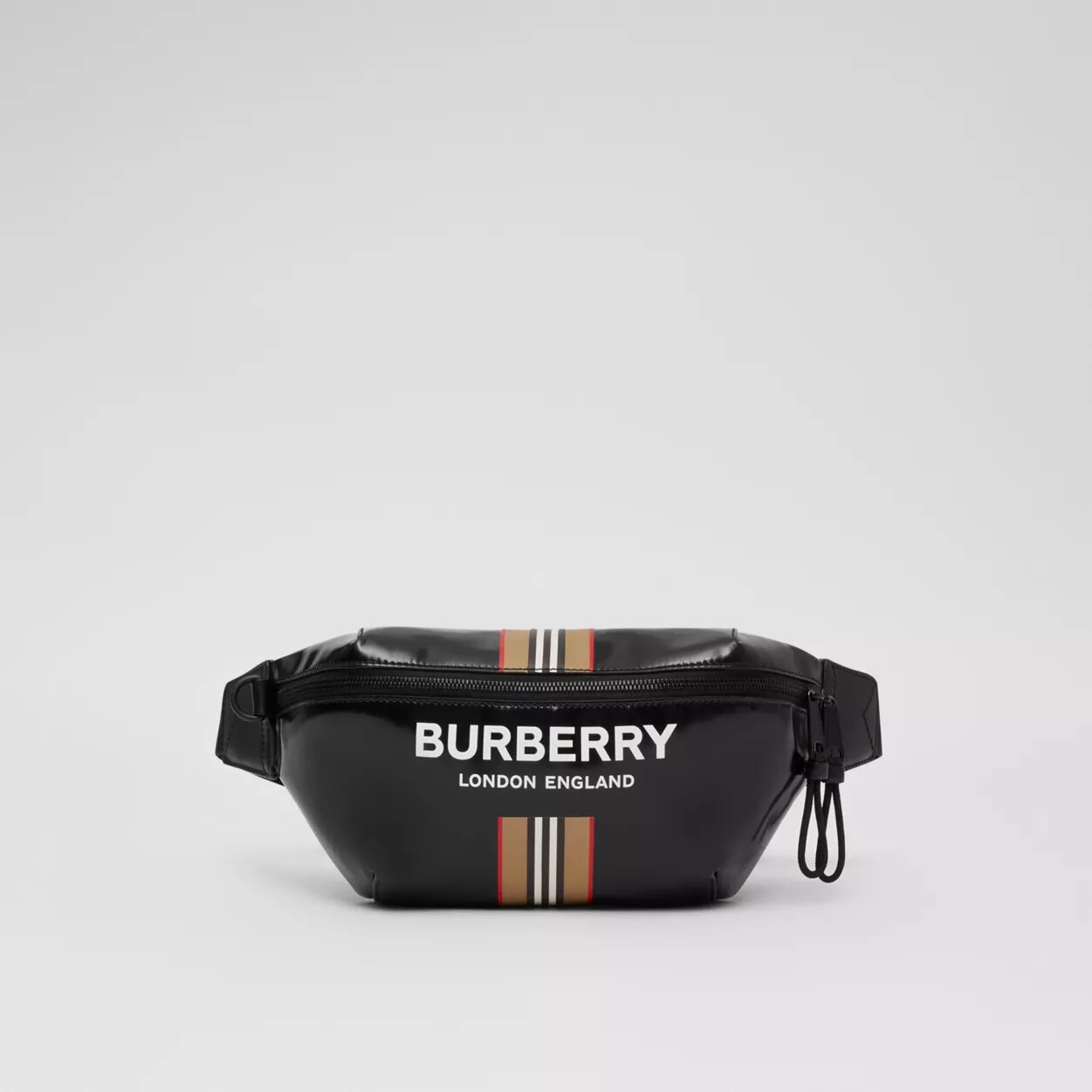 Logo and Icon Stripe Print Sonny Bum Bag Black High