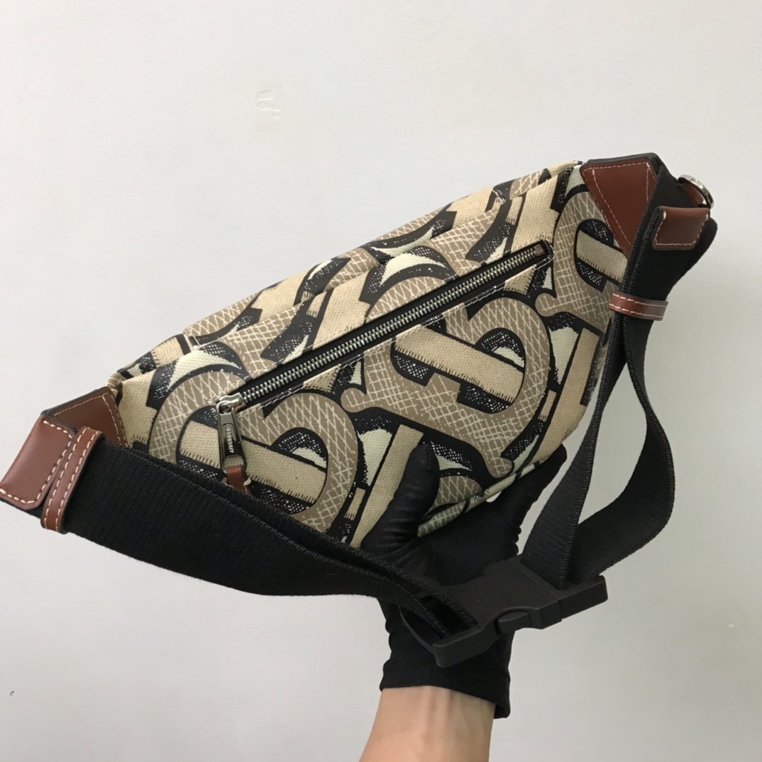 Monogram Print E-canvas Sonny Bum Bag Dark beige High