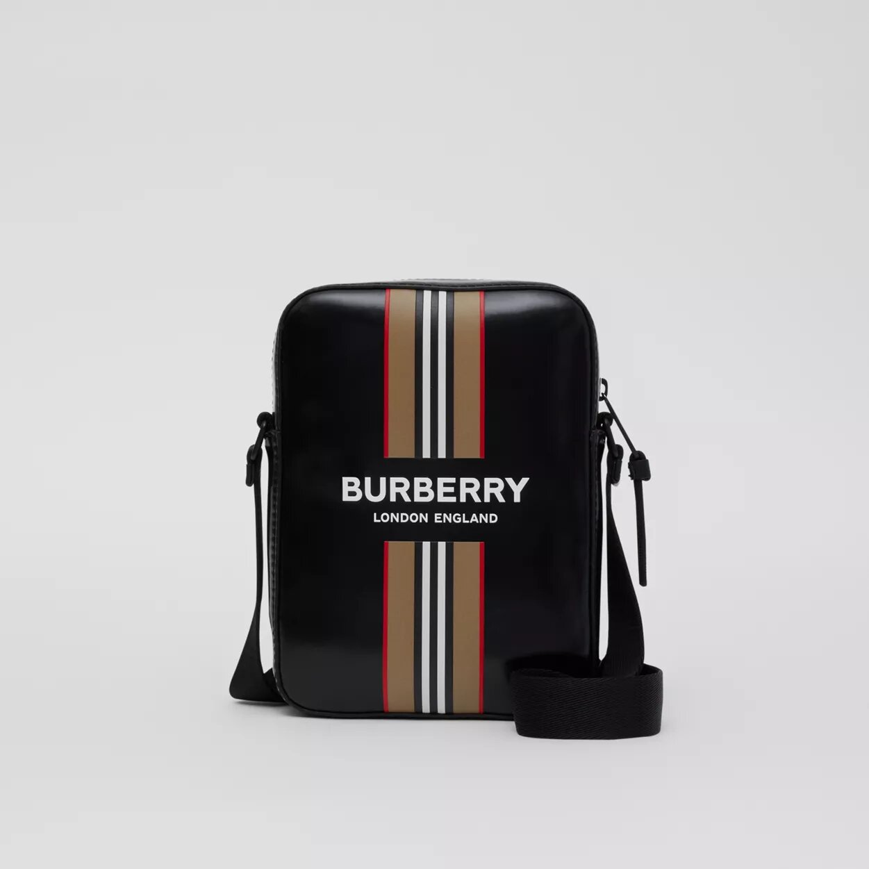 Logo and Icon Stripe Print Crossbody Bag High