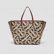 Mini Monogram Print E-canvas Beach Tote Dark Beige High