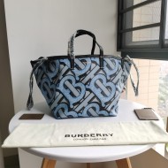 Mini Monogram Print E-canvas Beach Tote Pale azure High