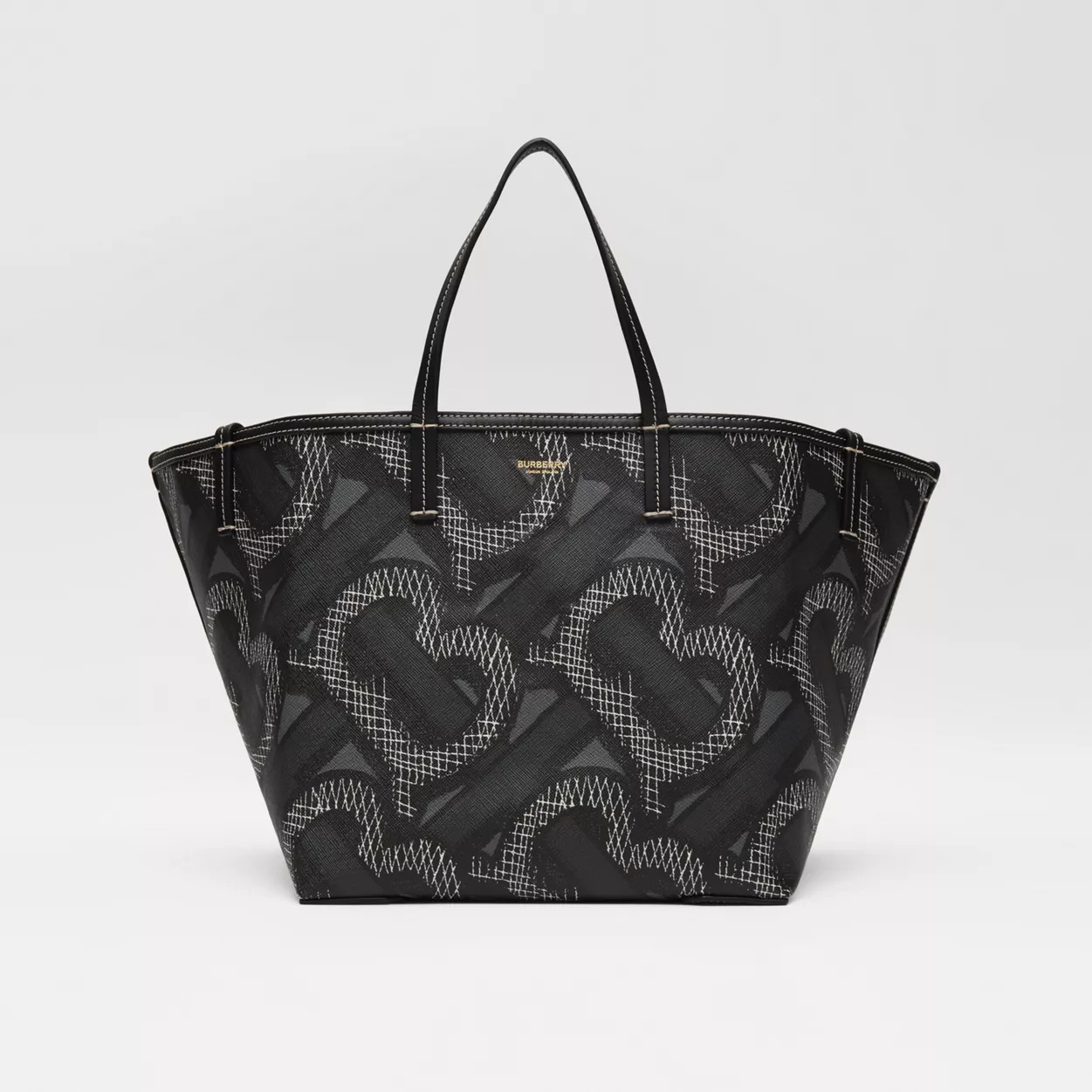 Mini Monogram Print E-canvas Beach Tote Graphite High