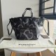 Mini Monogram Print E-canvas Beach Tote Graphite High