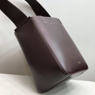 Small Leather Basket Bag Burgundy High