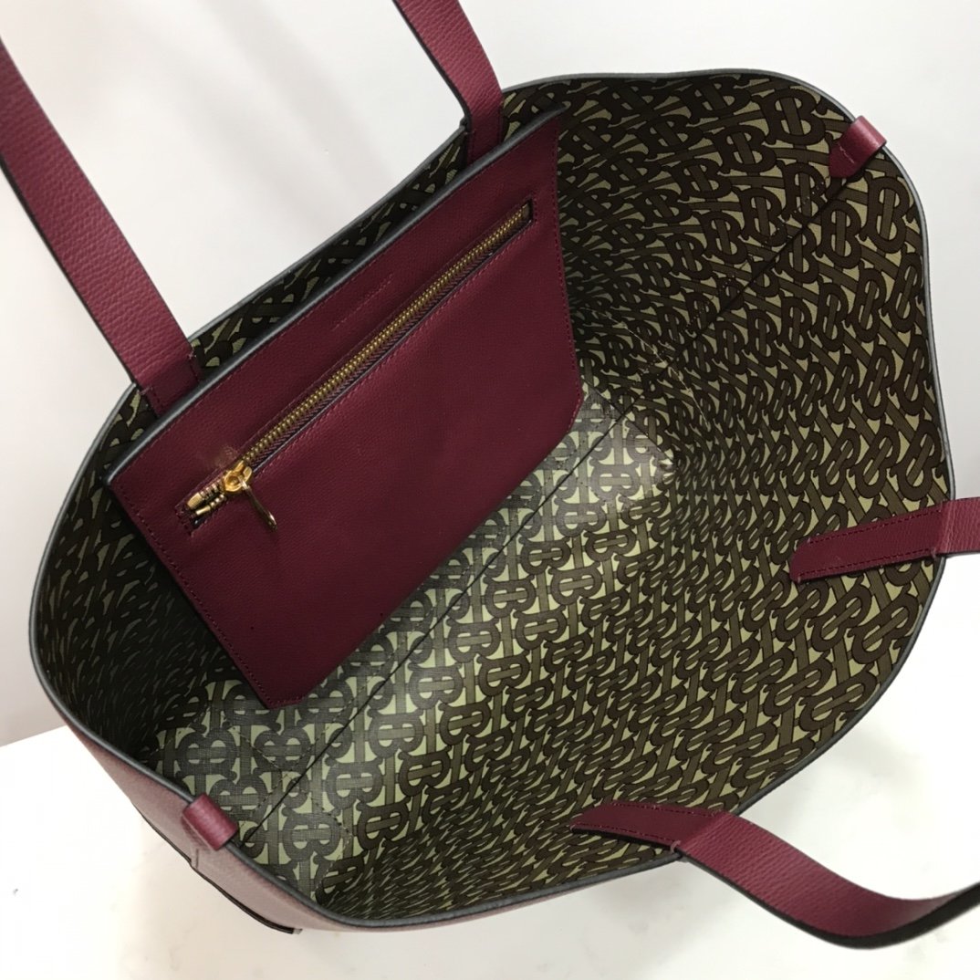 Burberry Leather Tote Burgundy High