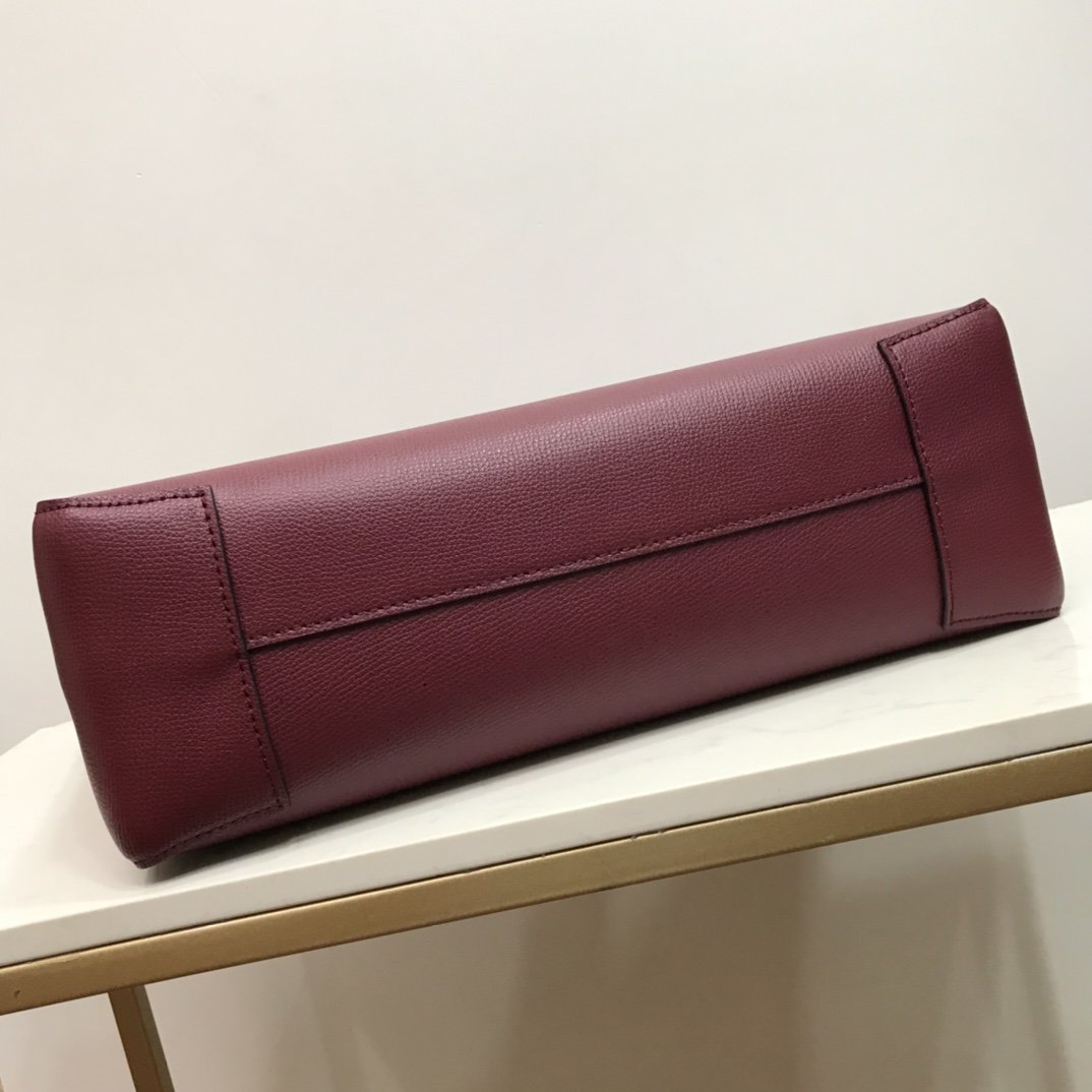 Burberry Leather Tote Burgundy High