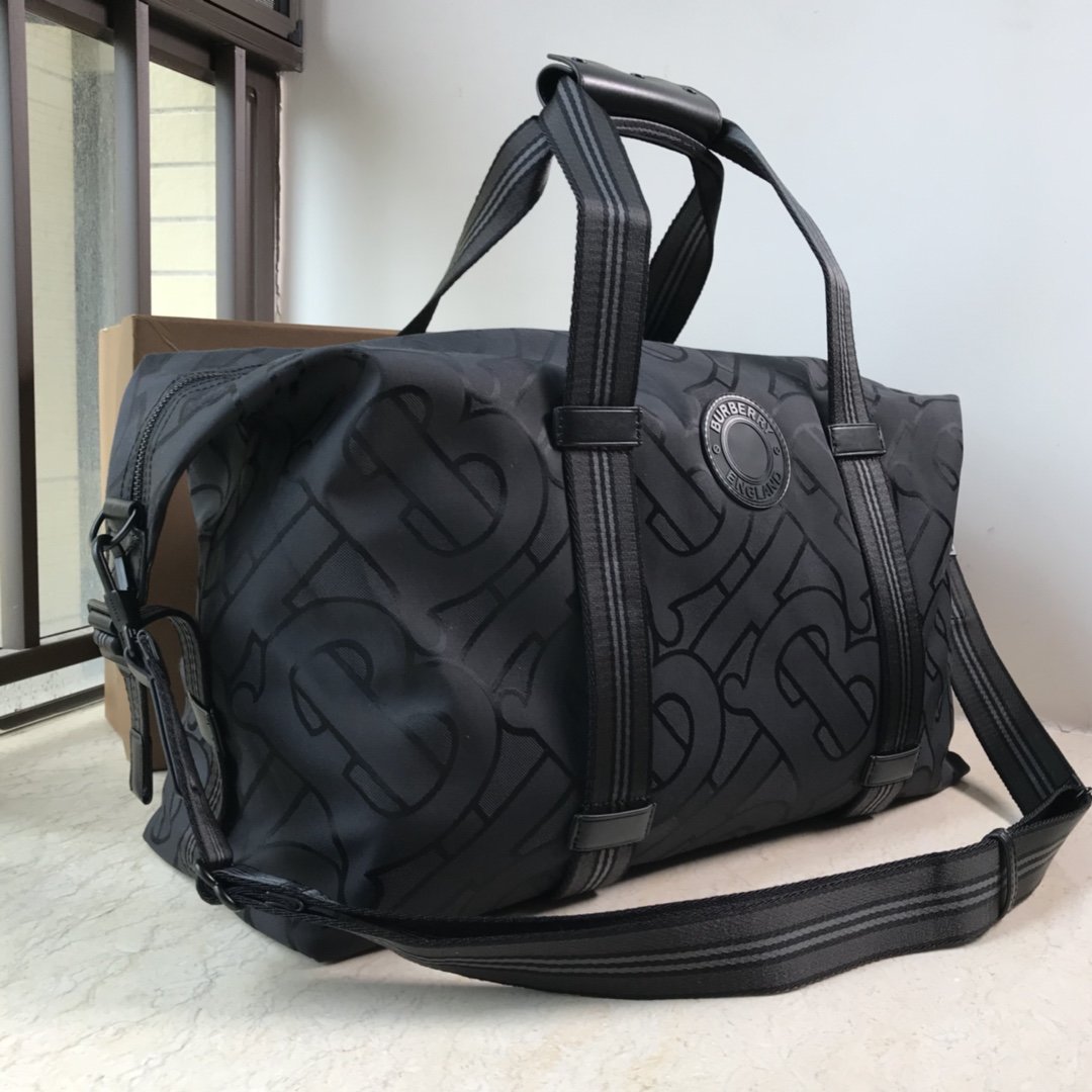 Monogram Print E-canvas Barrel Bag Graphite High