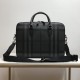 London Check and Leather Briefcase Black High