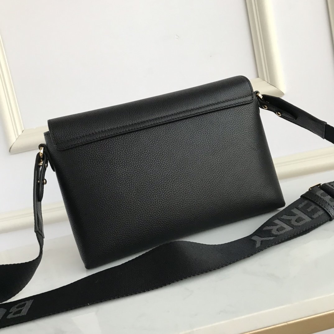 Leather and Vintage Check Note Crossbody Bag Black High