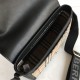 Leather and Vintage Check Note Crossbody Bag Black High