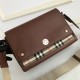 Leather and Vintage Check Note Crossbody Bag Tan High