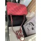 Mini CLASSIC HANDBAG Grained Calfskin Rose Red Silver Metal A