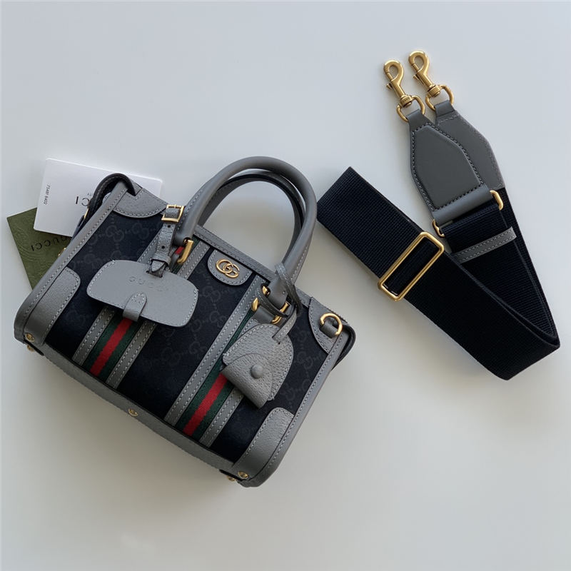 Gucci Mini canvas top handle bag 715771 Grey/Black High