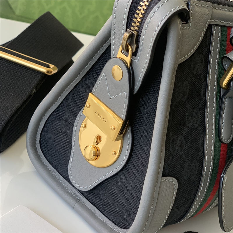 Gucci Mini canvas top handle bag 715771 Grey/Black High