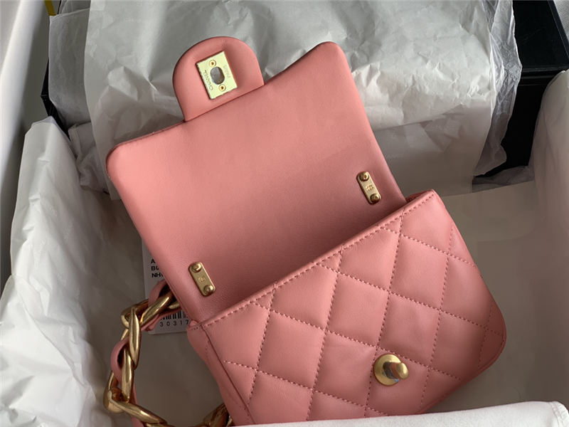 MINI FLAP BAG AS3213 Lambskin & Gold-Tone Metal Pink A