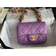 MINI FLAP BAG AS3213 Lambskin & Gold-Tone Metal Purple A