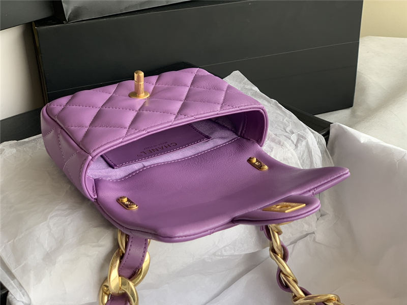 MINI FLAP BAG AS3213 Lambskin & Gold-Tone Metal Purple A