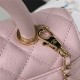 SMALL FLAP BAG WITH TOP HANDLE Grained Calfskin Gold Metal Pink A