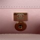 SMALL FLAP BAG WITH TOP HANDLE Grained Calfskin Gold Metal Pink A