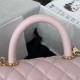 SMALL FLAP BAG WITH TOP HANDLE Grained Calfskin Gold Metal Pink A